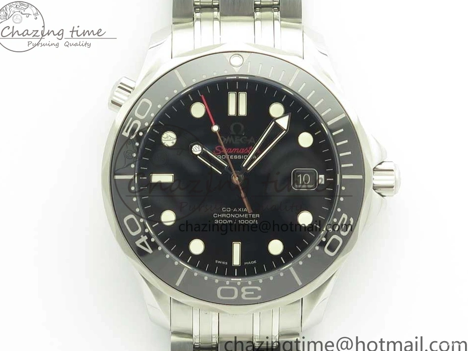0120 WaterResistant Seamaster 300M SS MKS V3 1:1 Best Edition Black Dial Black Ceramic Bezel on SS Bracelet A 7981